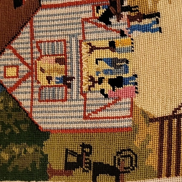 Vintage Needlepoint Barn Scene - Picture 2 of 5